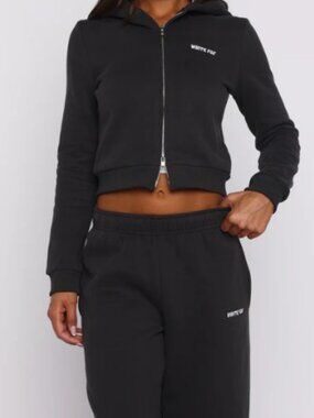 NEW 2PC Comfy And Cute Slim Zip Front Hoodie & Sweatpant Set by White Fox